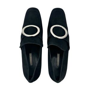 DORATEYMUR New Turbojet Black Ring Detail Suede Block Heel Heeled Loafers sz 40